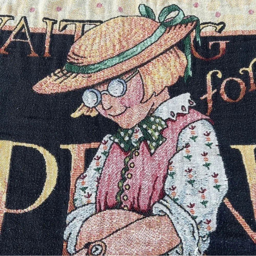 Mary Engelbreit Waiting For Spring Woven Tapestry Throw Fringe Gardening 47x62